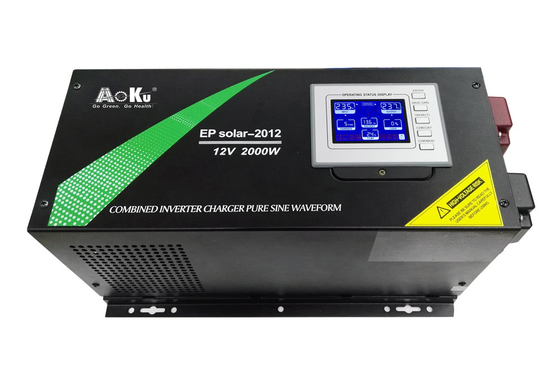 AoKu Solar Inverter EP Solar - 2012, 12VDC, 2000W, Pure Sine Wave with AC Input, Off-Grid